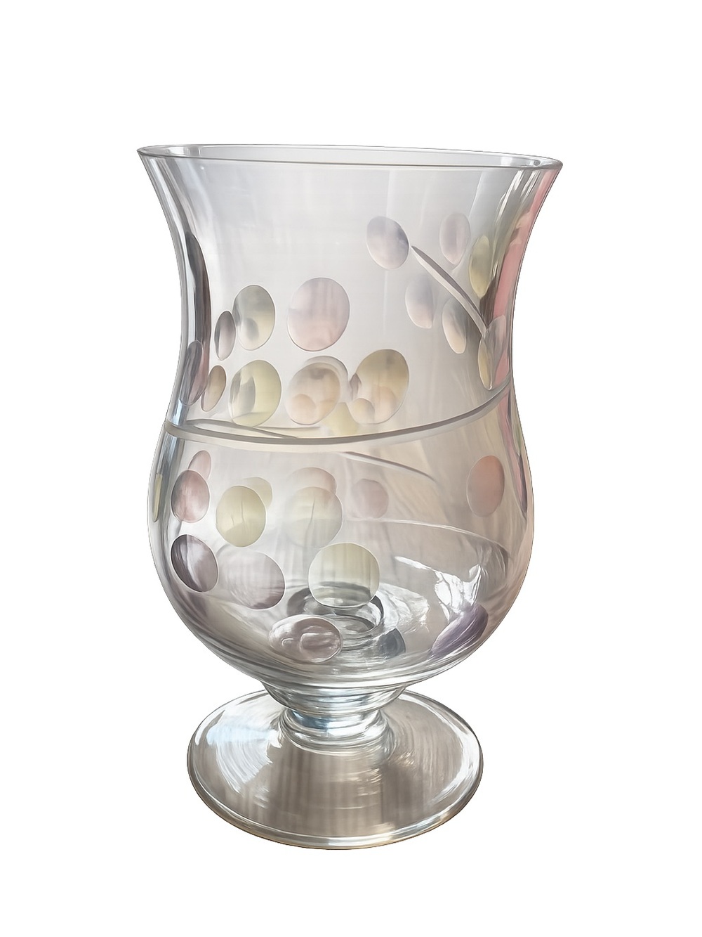 Vtg PartyLite JARDINIERE Footed Hurricane Glass Dots Candleholder Vase P7085